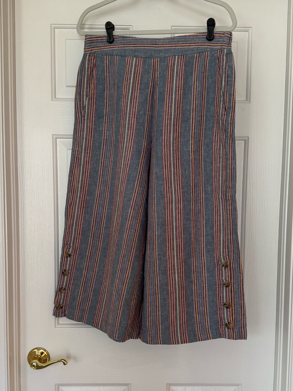 Madewell Striped Houston Wide-Leg Cropped Linen Pants